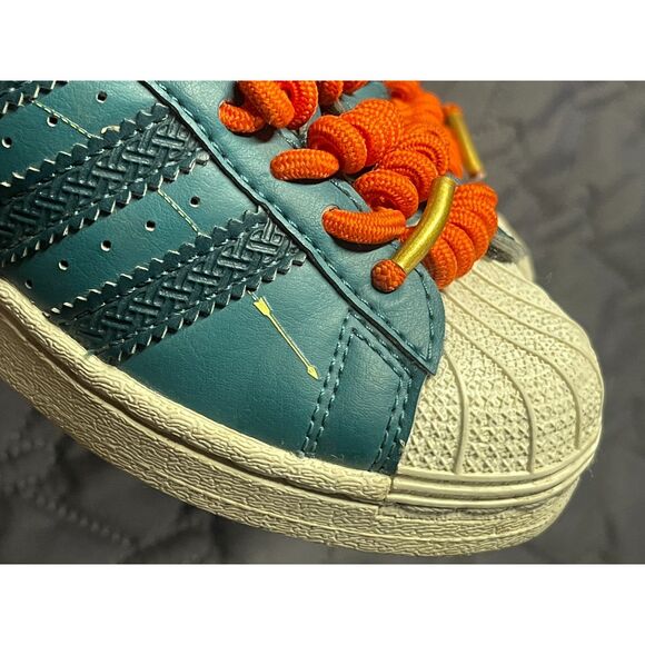 Adidas Kids Brave Merida Superstar Shoes Teal Orange Disney Pixar Size 10.5 - Picture 6 of 11